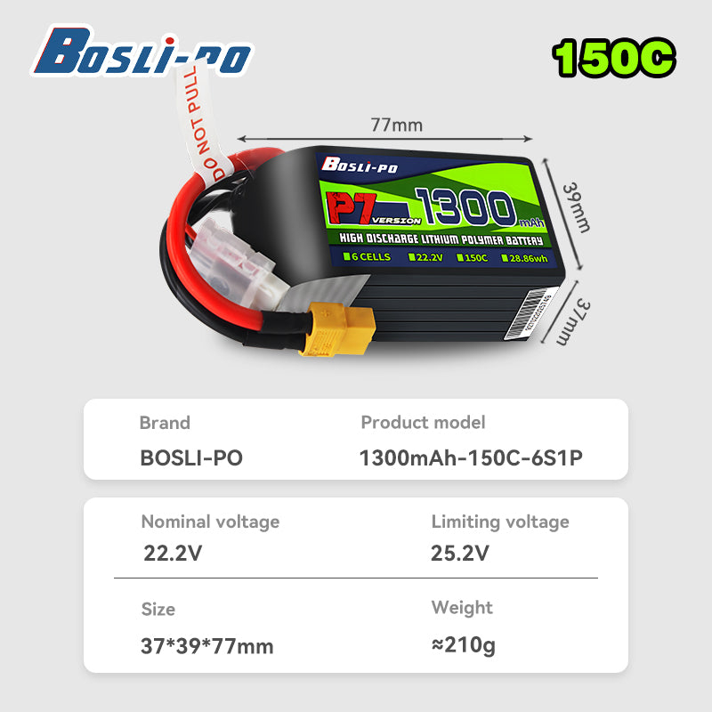 Boslipo P7 1300mAh 150C 4S 6S  - Fpv Drone Battery recension och pris